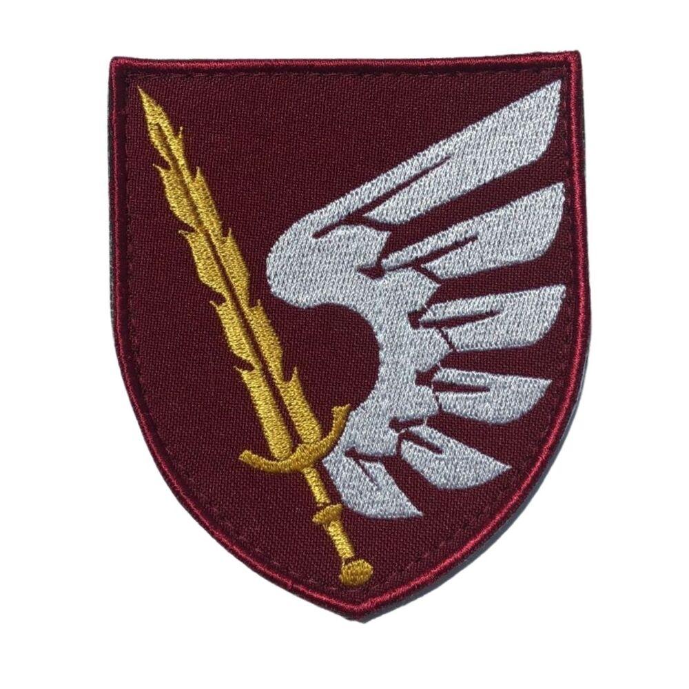 Шеврон на липучці 79-та окрема десантно-штурмова бригада Крило 7,2х7 см бордо вишитий патч нашивка