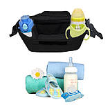 Сумка-органайзер для коляски/для мами з кріпленням на ручку коляски та шлейкою Baby Goods чорна (GS-62957), фото 8