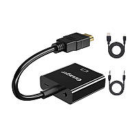 Кабель перехідник/адаптер з HDMI на VGA 1080P з аудіовиходом і Micro USB для