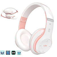 Бездротові навушники повнорозмірні/накладні з Bluetooth 5.0/FM/TF карта A6S рожеві (GS-58621)
