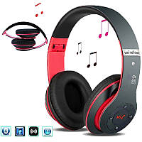 Бездротові навушники повнорозмірні/накладні з Bluetooth 5.0/FM/TF карта A6S червоні (GS-58611)