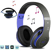 Бездротові навушники повнорозмірні/накладні з Bluetooth 5.0/FM/TF карта A6S сині (GS-58583)