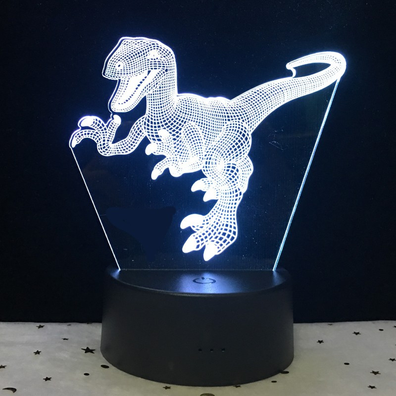 3D світильник з пультом і акумулятором 3D Lamp Динозавр Велоцираптор (LP-33765)