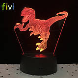 3D світильник з пультом і акумулятором 3D Lamp Динозавр Велоцираптор (LP-33765), фото 11
