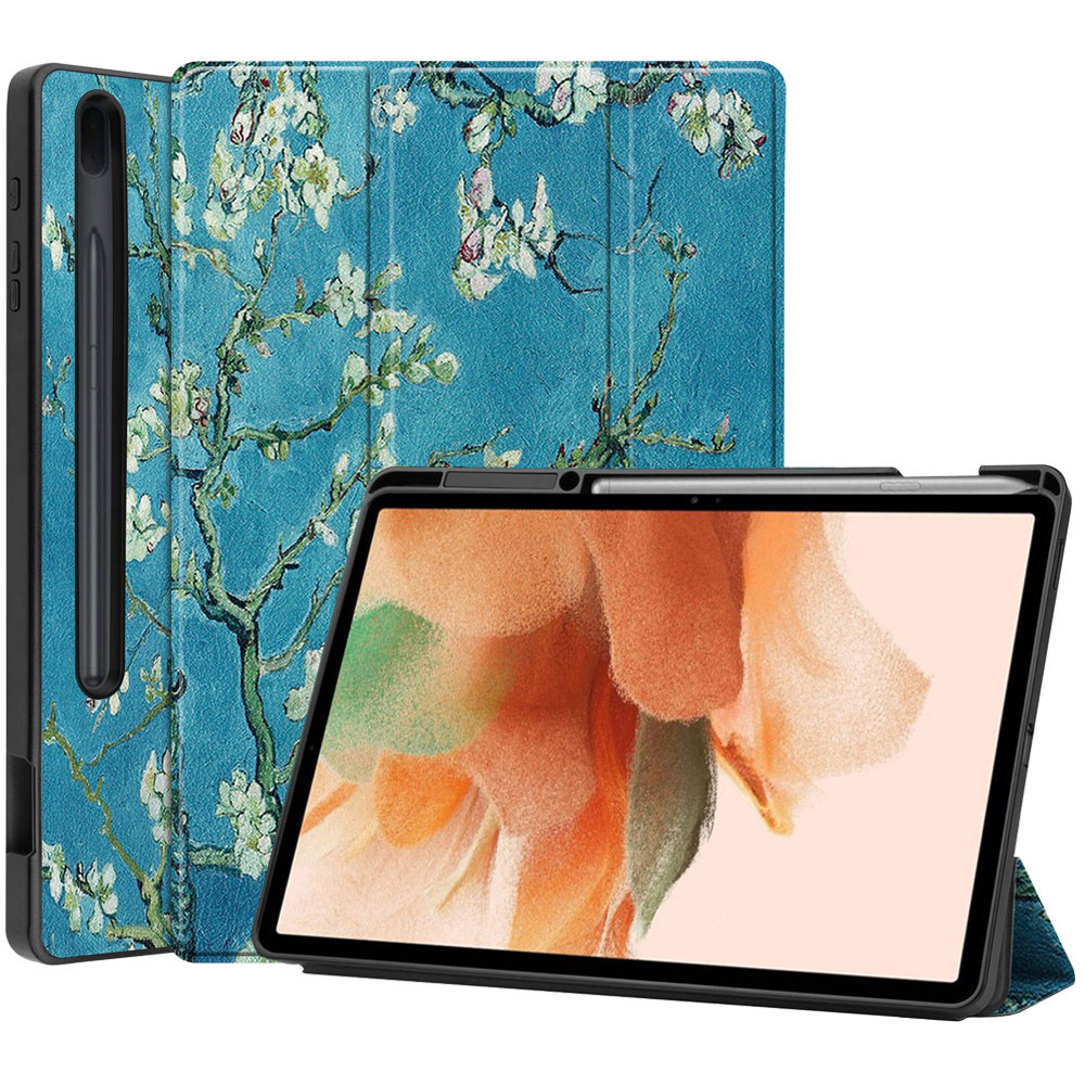 Чохол Galeo TPU Trifold with S-Pen Holder для Samsung Galaxy Tab S7 FE / S7+ / S8+ Almond Blossom