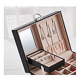 Скринька для прикрас з висувним ящиком/дзеркалом/перегородками на замку Jewelry BOX Jewelry BOX чорна, фото 6