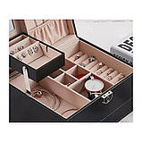 Скринька для прикрас з висувним ящиком/дзеркалом/перегородками на замку Jewelry BOX Jewelry BOX чорна, фото 7