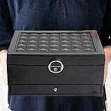 Скринька для прикрас з висувним ящиком/дзеркалом/перегородками на замку Jewelry BOX Jewelry BOX чорна, фото 8