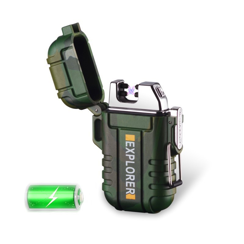 USB-запальничка електронна/електроімпульсна з подвійною дугою водонепроникна Explorer F12 (ER-25621), фото 1