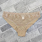 Труси бразиліани жіночі "НАСТУРЦІЯ" розмір S з мереживом бежеві, 20027339, фото 5