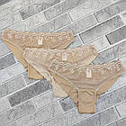 Труси бразиліани жіночі "НАСТУРЦІЯ" розмір S з мереживом бежеві, 20027339, фото 3