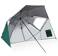 Пляжный зонт-палатка, идеален и для рыбалки, туризма, кемпинга, Ø 2,2 м зеленый