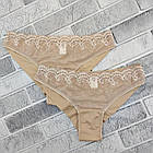 Труси бразиліани жіночі "НАСТУРЦІЯ" розмір S з мереживом бежеві, 20027339, фото 4