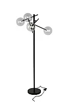 Торшер для підлоги з прозорими плафонами у вигляді кулі під лампочки G9 чорного кольору Levistella 9194018F-4 BK
