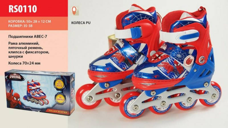 Роликові ковзани Disney Marvel Spider Man M (33-37) c металевою рамою (RS0110), фото 1