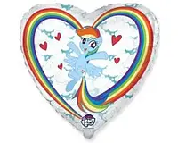 Фольгированный шар Сердце "My Little Pony" радуга 18`, Flexmetal