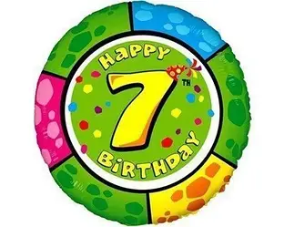 Фольгована куля Коло Цифра "Happy Birthday 7" 18`, Flexmetal