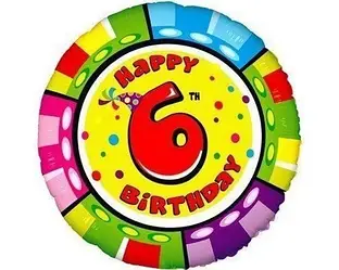 Фольгована куля Коло Цифра "Happy Birthday 6" 18`, Flexmetal