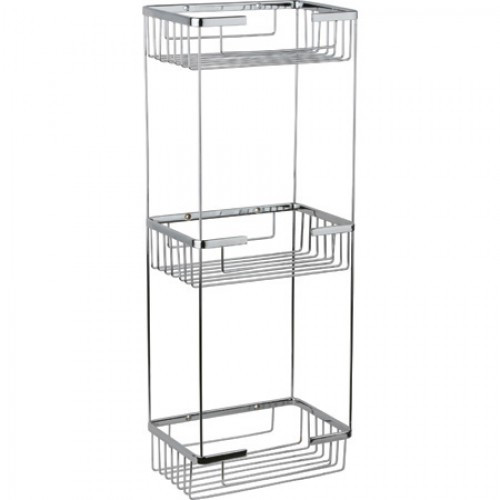 Поличка пряма потрійна 22*15см (латунь хромована) Celik 25-023, фото 1