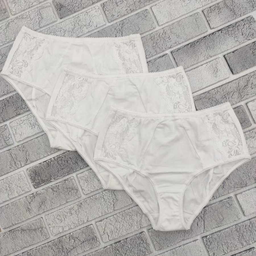 Труси жіночі ретро PIN-UP м291 розмір S з мереживом завищена талія білі 20027490, фото 1