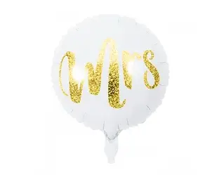 Фольгована куля Круг "Mrs" 18", колір — золото на білому