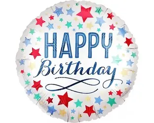 Фольгована куля Коло "Happy Birthday - зірки, цукерки"