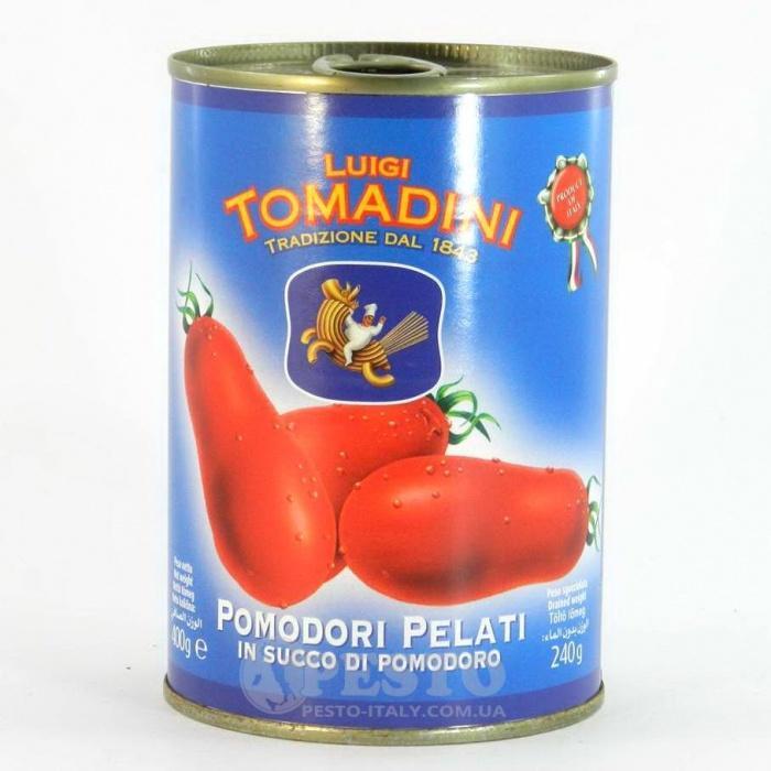 Томати (помідори) цільні у власному соку консервовані Tomadini Pelati, 400 г, Італіяж/б