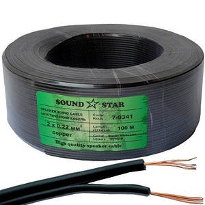 Дріт для LED стрічки /SaundSTAR /2*0.22мм CU 7-0341 /черный