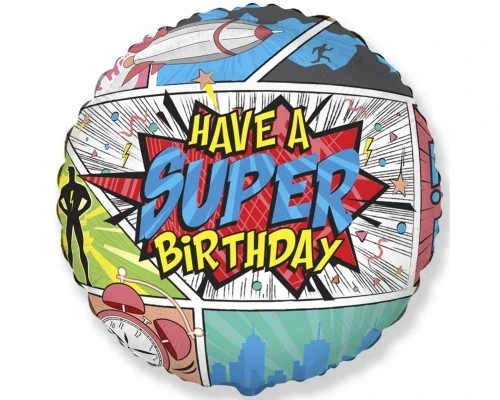 Фольгована куля Коло Flexmetal "Have a Super Birthday" 18`