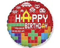 Фольгована куля Коло Flexmetal "Happy Birthday. Level Up" 18`