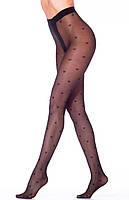 Елегантні жіночі колготки з принтом сердечка Giulia 20 Den Колготи капронові чорні з принтами та малюнками, фото 3