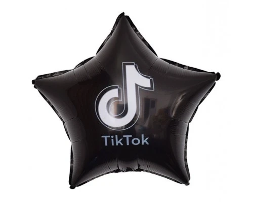 Фольгована куля Зірка "TikTok" 18`, колір - чорний
