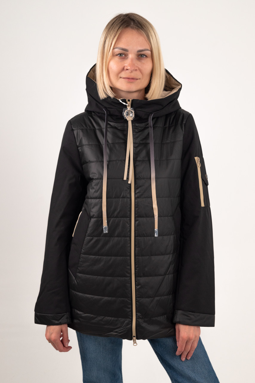 Жіноча куртка TOWMY 6712 black camel, фото 1