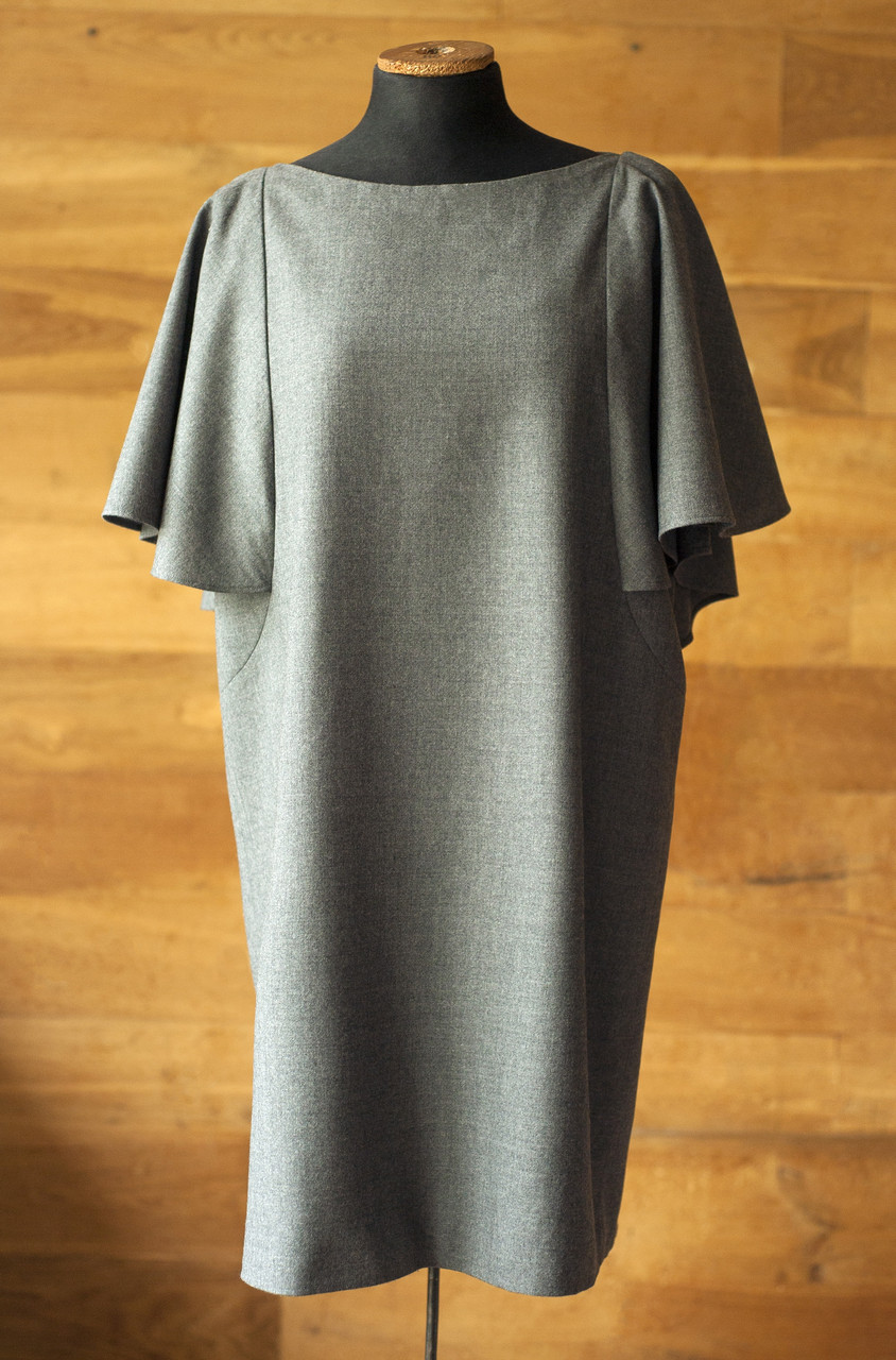 Сіра вовняна коротка сукня в мінімалістичному стилі COS, розмір M, L