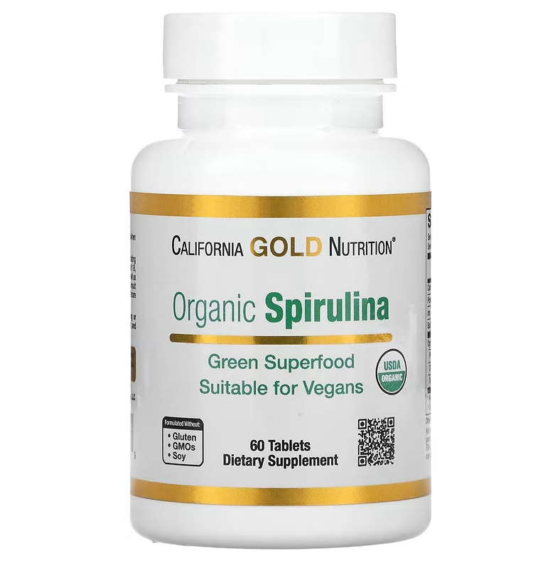 Organic Spirulina 500 мг California Gold Nutrition 60 таблеток, фото 1