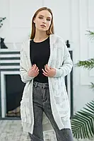 Кардиган жіночий білий із сірими кольорами Розмір S-XL