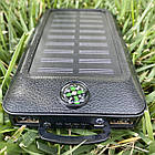 Павербанк на сонячній батареї 20000mAh Solar Power Bank 2 USB порту, для телефону з ліхтариком, фото 8