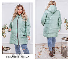 Довга жіноча стьобана куртка-пальто великих розмірів із капюшоном (р.44-52). Арт-1309/37