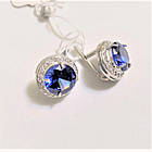 Срібний набір з синім кристалом кільце сережки Світло, фото 6