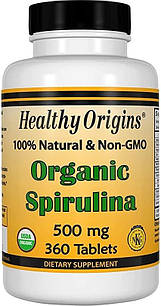 Healthy Origins Organic Spirulina Спіруліна органічна, 500 мг 360 таблеток