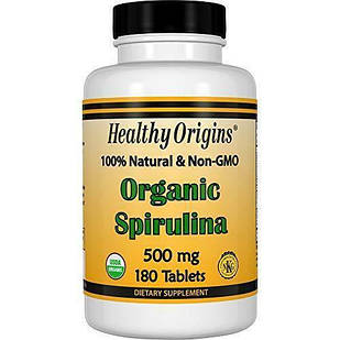 Healthy Origins Organic Spirulina Спіруліна органічна, Кошерна, 500 мг 180 таблеток