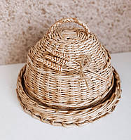 Кругла плетена хлібниця з кришкою ( серветка в подарунок)