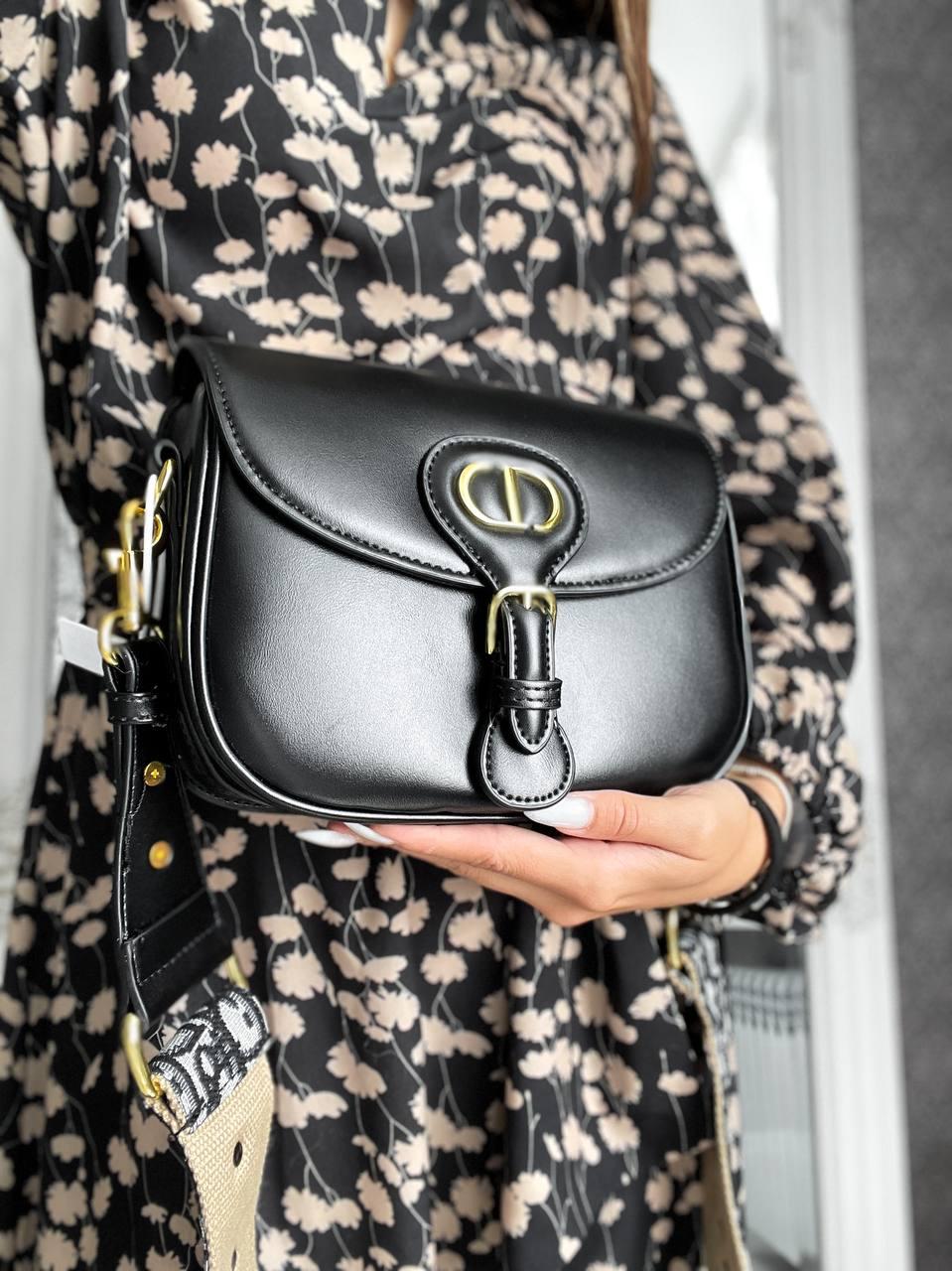 Жіноча сумка Крістіан Діор чорна Christian Dior Black натуральна шкіра, фото 1