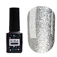 Гель-лак Kira Nails 24 Karat №001 (серебро с большим количеством блесток), 6 мл