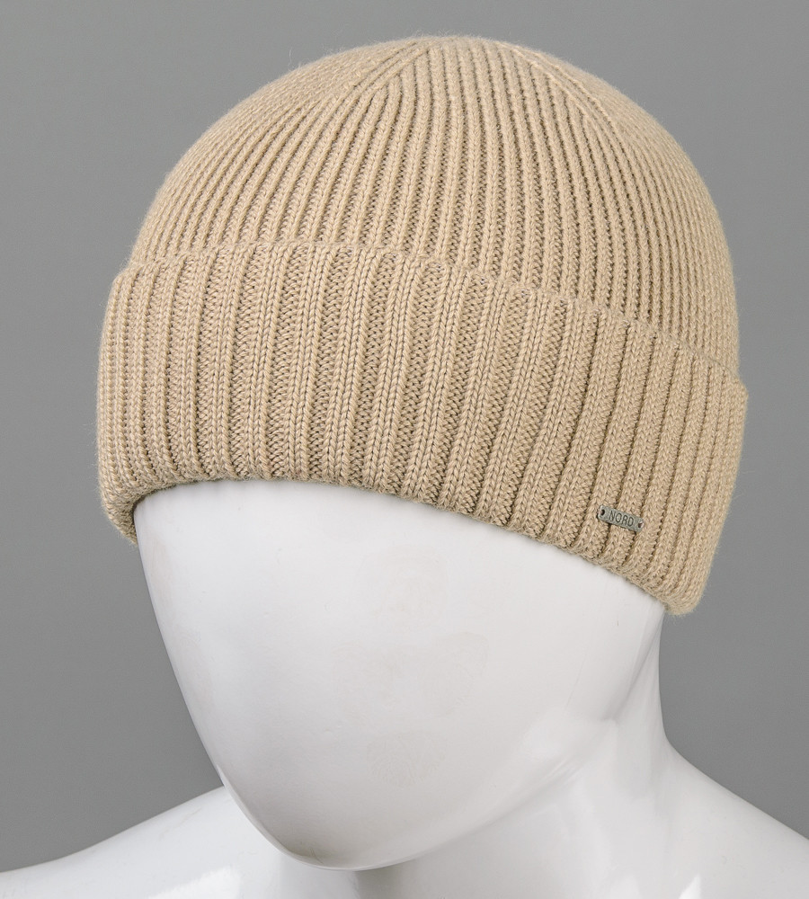 В'язана шапка "Збавка" з відворотом (200711), Капучино, фото 1