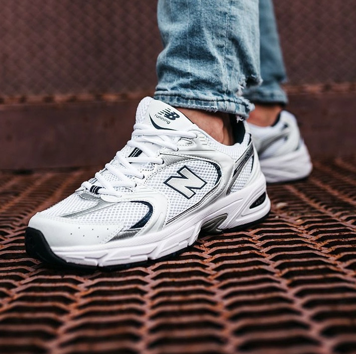 Чоловічі кросівки New Balance 530 весна-осінь з сіткою білі з сірим. Живе фото. топ, фото 1