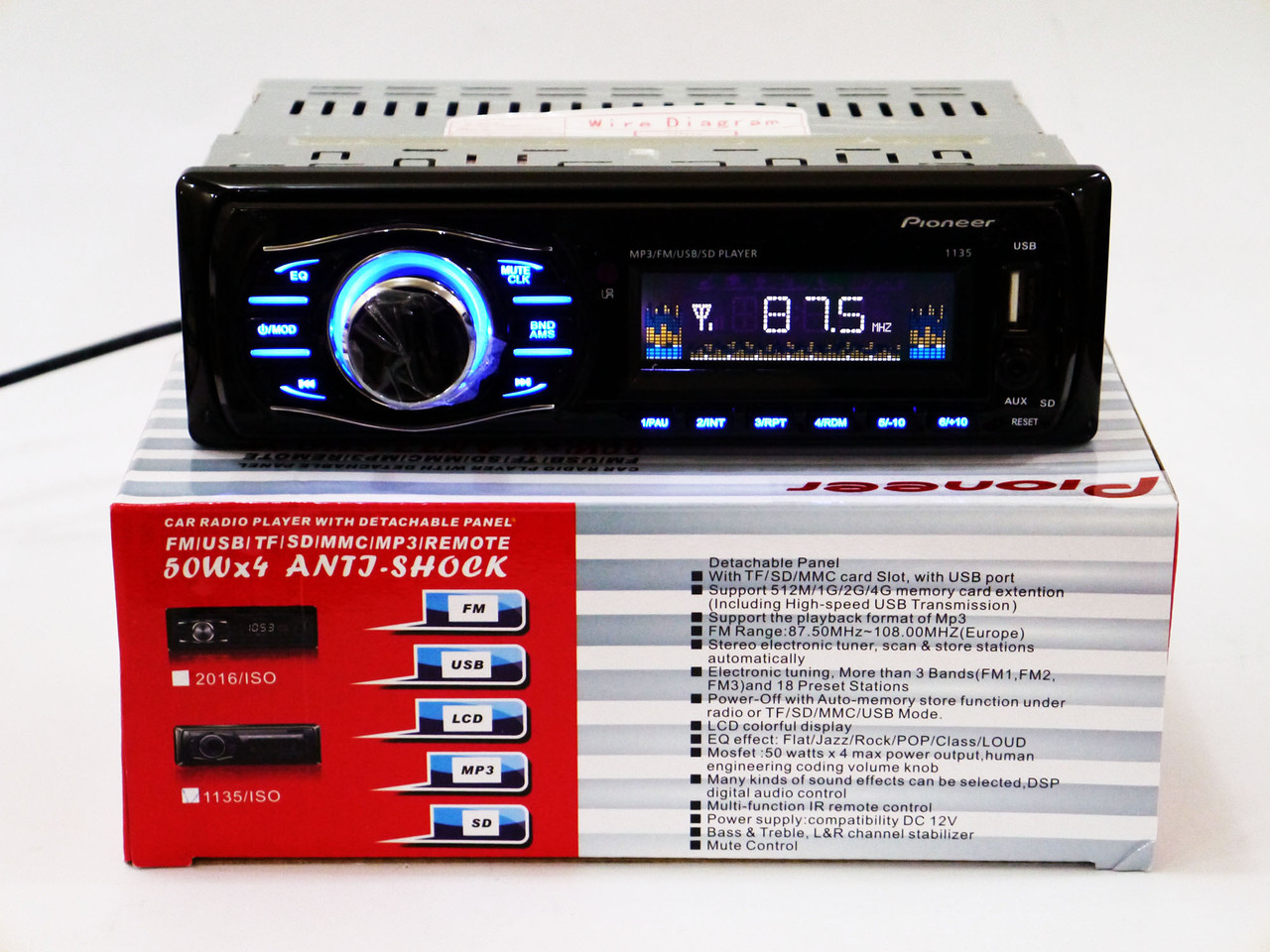 Автомагнітола 1135 ISO Usb+Sd+Fm+Aux+ пульт (4x50W)