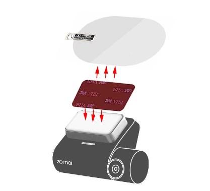 Xiaomi 70mai Smart Dash Cam Cтатична наклейка на скло Пластина +  3M Скотч 70mai 4K A800 /A800S/A810, фото 1