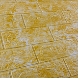 Самоклеючі 3D панелі під мармур, м'які 3Д панелі самоклейка для стін 700х770х5 мм, Золотий, фото 2