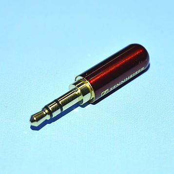 Штекер Jack 3,5-HQ стерео, металевий корпус, червоний 1-0015